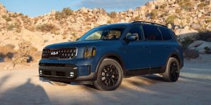 left front angle of a blue 2024 Kia Telluride | Lanham, MD