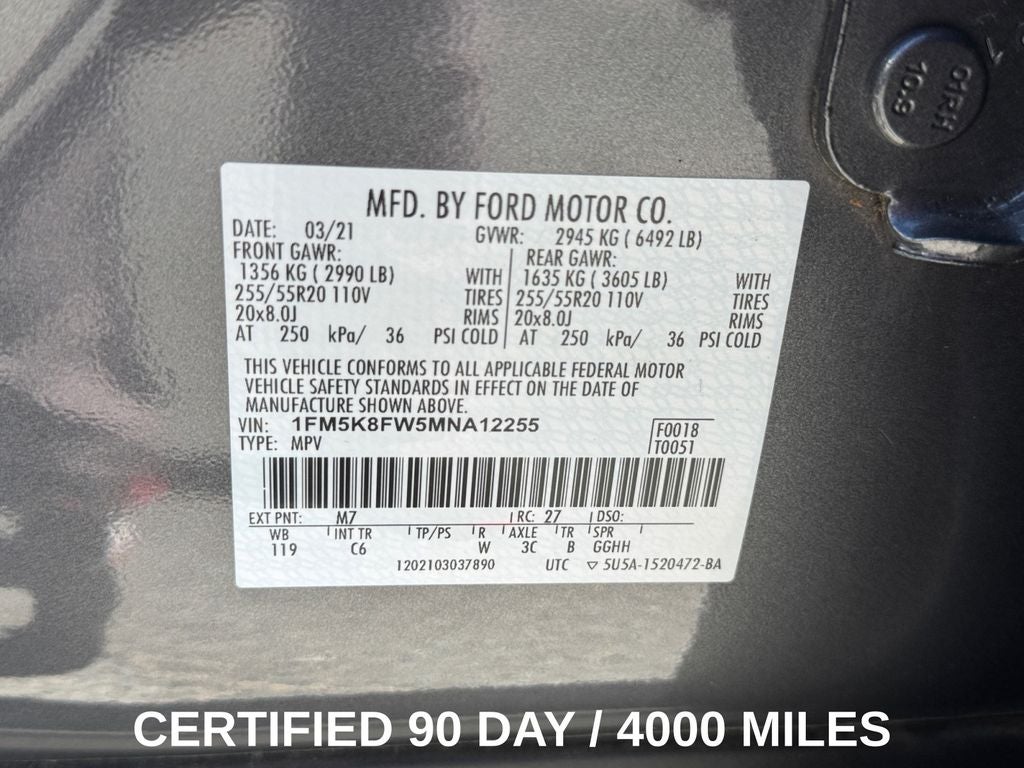 2021 Ford Explorer Limited Moon Roof